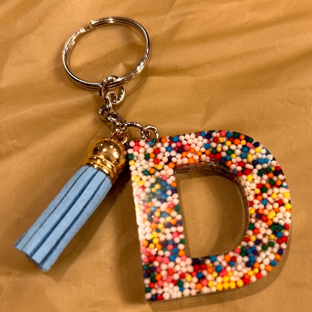 Colorful Initial D Keychain with Tassel